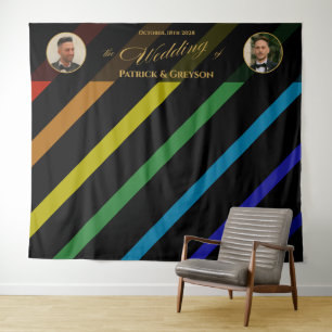 Huwelijk Heren Homoseksuelen Elegante Regenboog Fo Wandkleed