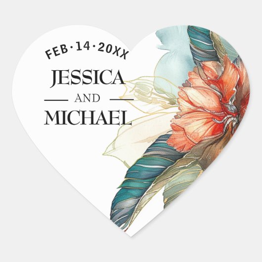 💓❤️ Huwelijk Hibiscus Serenade Paradise Hart Sticker (Voorkant)