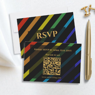 Huwelijk Homomannen Elegante Regenboog QR-code RSVP Kaartje