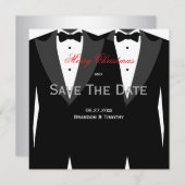 Huwelijk Homopaar Save The Date Kerstkaarten Rood (Voorkant / Achterkant)