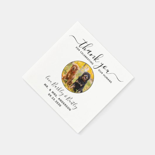Huwelijk huisdier Moderne Elegante Aangepaste Foto Servet (Hoek)