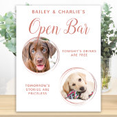 Huwelijk huisdier open bar hond 2 foto rose goud d poster