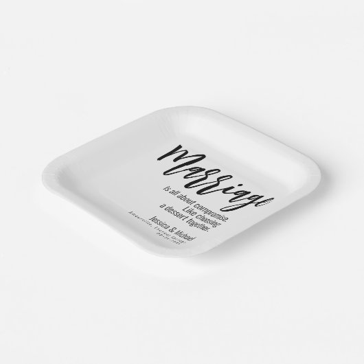 💍 Huwelijk Humoristische Minimalistische Elegant Papieren Bordje (Gebogen)