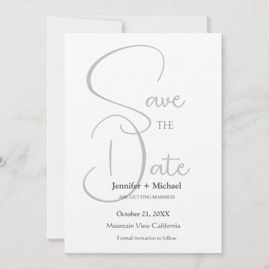 Huwelijk huwelijk minimalistische kalligrafie scri save the date (Voorkant)