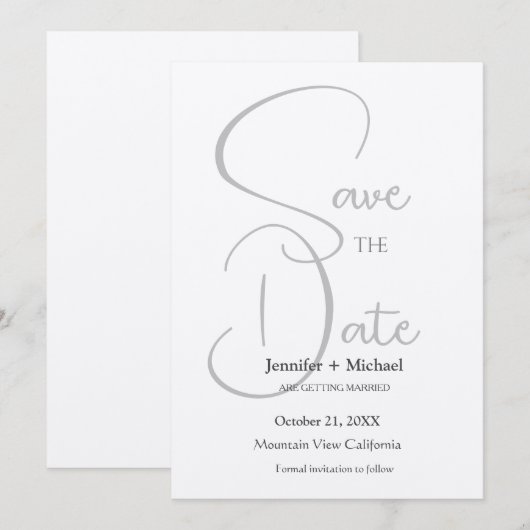 Huwelijk huwelijk minimalistische kalligrafie scri save the date (Voorkant / Achterkant)