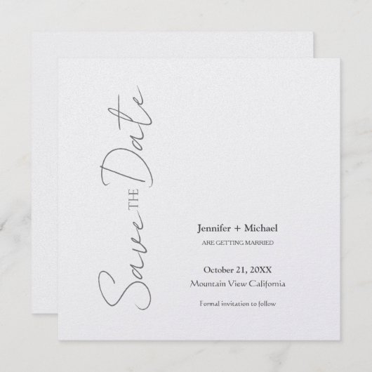 Huwelijk huwelijk minimalistische kalligrafie scri save the date (Voorkant / Achterkant)