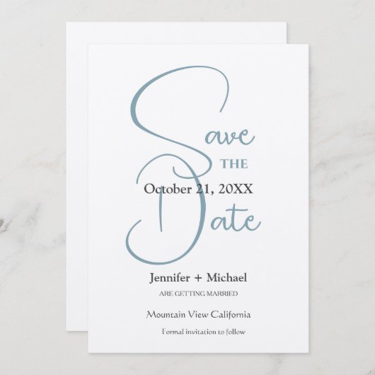 Huwelijk huwelijk minimalistische kalligrafie scri save the date (Voorkant / Achterkant)