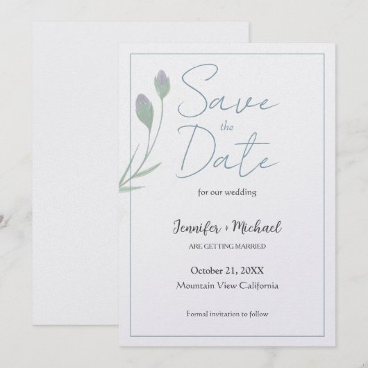 Huwelijk huwelijk minimalistische kalligrafie scri save the date (Voorkant / Achterkant)