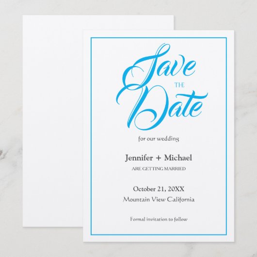 Huwelijk huwelijk minimalistische kalligrafie scri save the date (Voorkant / Achterkant)