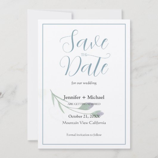 Huwelijk huwelijk minimalistische kalligrafie scri save the date (Voorkant)