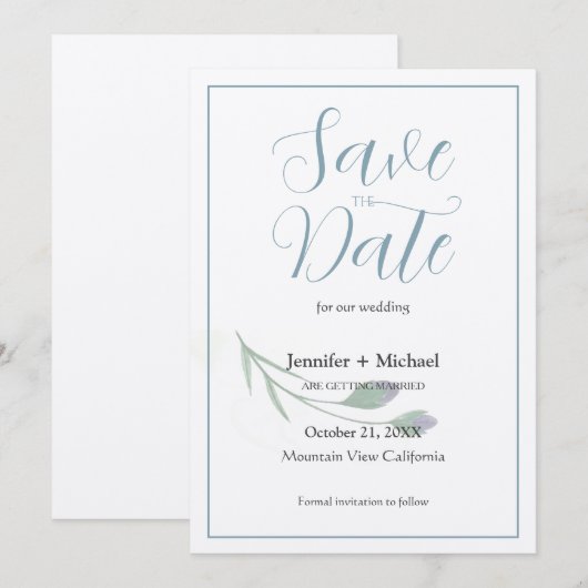 Huwelijk huwelijk minimalistische kalligrafie scri save the date (Voorkant / Achterkant)