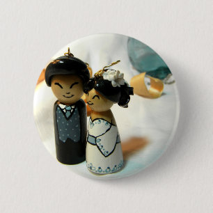 Huwelijk I van Kokeshi Ronde Button 5,7 Cm
