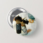 Huwelijk I van Kokeshi Ronde Button 5,7 Cm (Voorkant /achterkant)