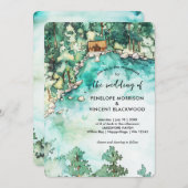 Huwelijk in de bergen waterverf uitnodiging (Voorkant / Achterkant)