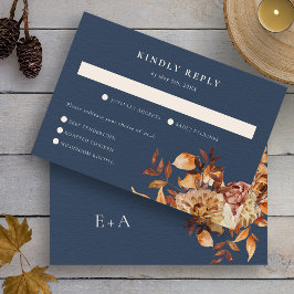 Huwelijk in de herfst met marineblauw RSVP kaartje
