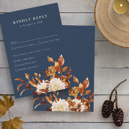 Huwelijk in de herfst met marineblauw RSVP kaartje