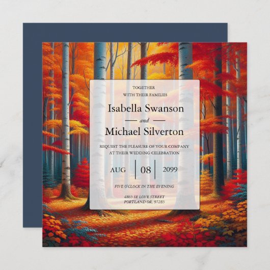 Huwelijk in herfst bij een rustige berkenboom kaart (Voorkant / Achterkant)