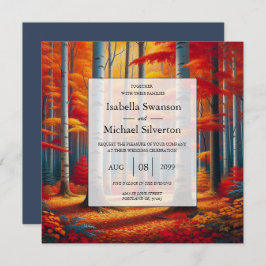 Huwelijk in herfst bij een rustige berkenboom kaart