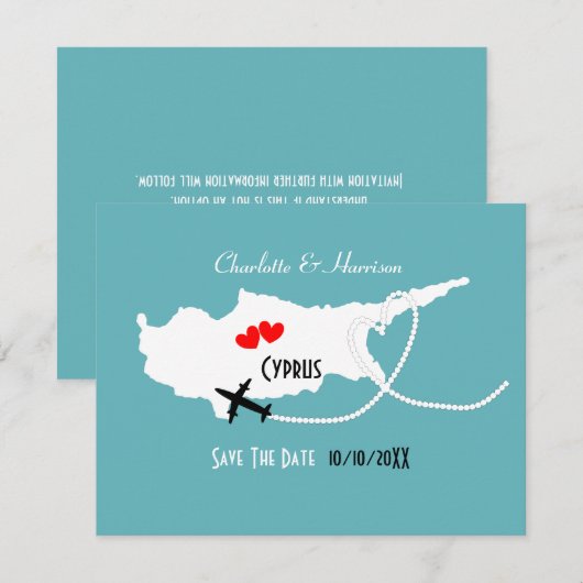 Huwelijk in het buitenland Cyprus Save the Date (Voorkant / Achterkant)
