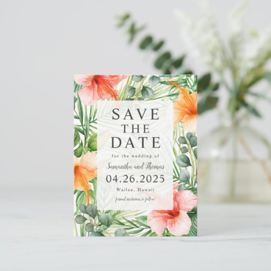 Huwelijk in het Paradijs Save the Date Aankondigingskaart (Staand voorkant)