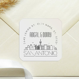 Huwelijk in San Antonio | Voorbedrukte enveloppege Vierkante Sticker