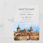 Huwelijk in Warschau, Polen Save The Date (Voorkant / Achterkant)
