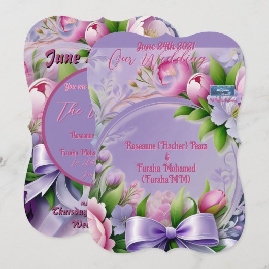 Huwelijk Inv. 3 Violet(Horizon) RFPMDesigns ©️2024 Kaart (Voorkant / Achterkant)