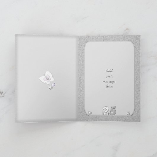 Huwelijk Jubileum 25e zilveren groet Kaart (Binnen)