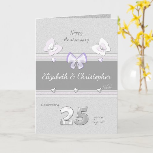 Huwelijk Jubileum 25e zilveren groet Kaart (Gele Bloem)