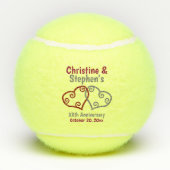 Huwelijk Jubileum Elegant Hart Gift of gunst Tennisballen (Achterkant)