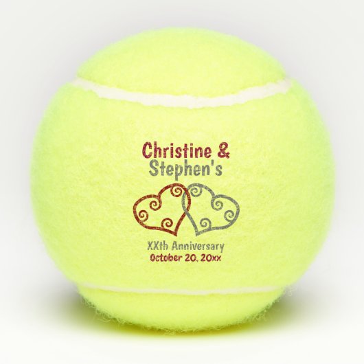 Huwelijk Jubileum Elegant Hart Gift of gunst Tennisballen (Achterkant)