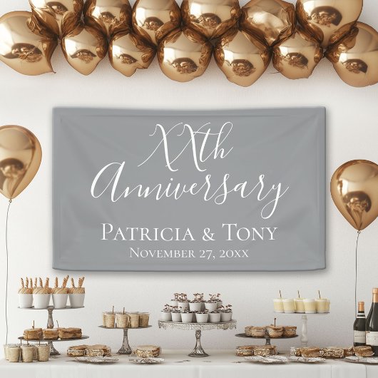 Huwelijk Jubileum - elk jaar - grijs Spandoek