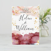 Huwelijk Jubileum Goud en Bourgogne Kaart (Staand voorkant)