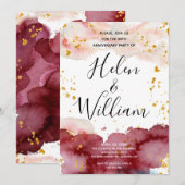 Huwelijk Jubileum Goud en Bourgogne Kaart (Voorkant / Achterkant)