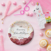 Huwelijk Jubileum Goud en Bourgogne Papieren Bordje (Feest)