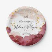 Huwelijk Jubileum Goud en Bourgogne Papieren Bordje (Voorkant)