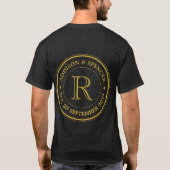 Huwelijk Jubileum Hip Retro Logo Gold Monogram T-shirt (Achterkant)