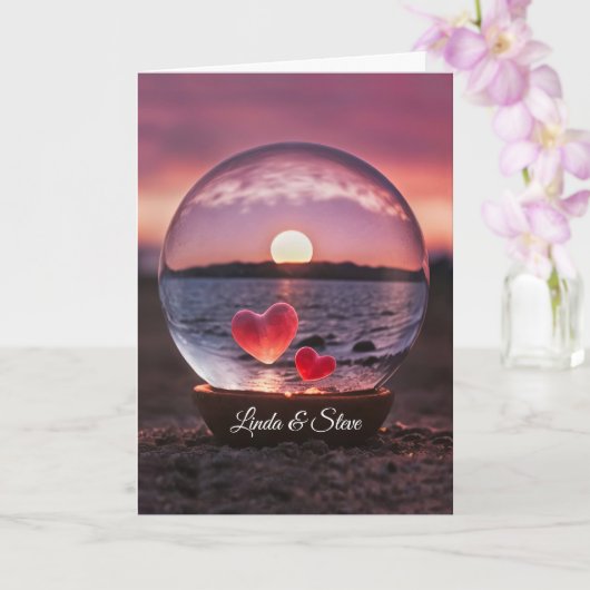 Huwelijk Jubileum met aangepaste namen Harten Kaart (Orchidee)