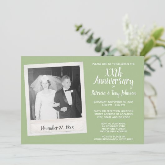 Huwelijk Jubileum met  Foto - sage Kaart (Staand voorkant)