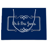 Huwelijk Jubileum Monogram Zilver Navy Blauw Groot Cadeauzakje (Voorkant)