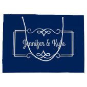 Huwelijk Jubileum Monogram Zilver Navy Blauw Groot Cadeauzakje (Achterkant)