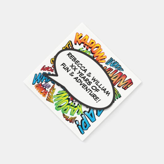 Huwelijk Jubileum Speech Ballon Stripboek Servet (Hoek)