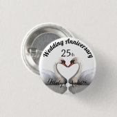 Huwelijk Jubileum twee zwanen wit Ronde Button 3,2 Cm (Voorkant /achterkant)