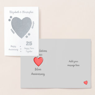 Huwelijk Jubileum Zilver 25e 25 jaar Folie Kaarten