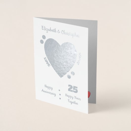 Huwelijk Jubileum Zilver 25e 25 jaar Folie Kaarten (Voorkant)
