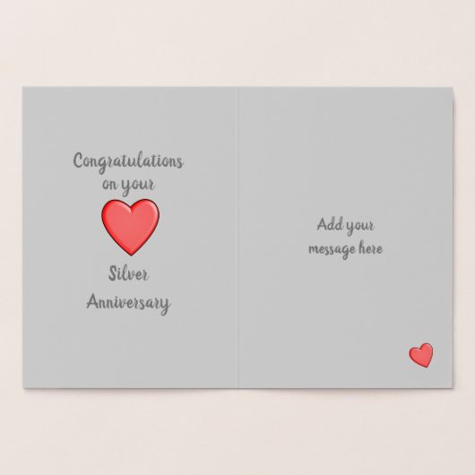 Huwelijk Jubileum Zilver 25e 25 jaar Folie Kaarten (Binnen)
