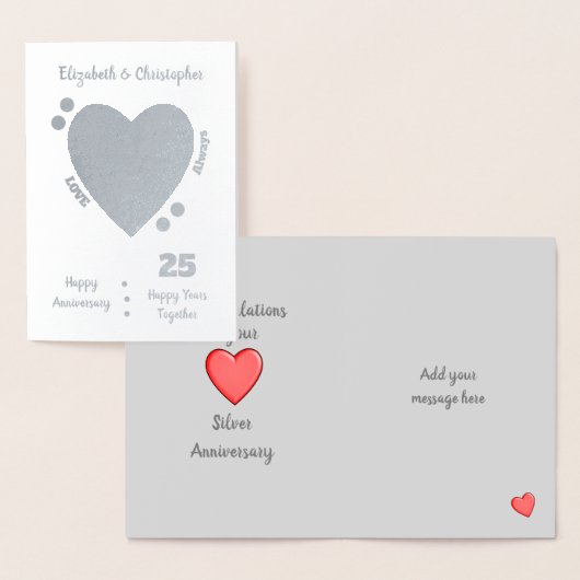 Huwelijk Jubileum Zilver 25e 25 jaar Folie Kaarten (Display)