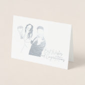 Huwelijk Kaart, Minimalist, Bruid, Bruidegom, Blan Folie Kaarten (Voorkant)