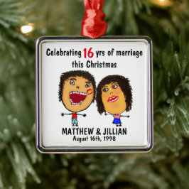 Huwelijk Kerst Cartoon Metalen Ornament
