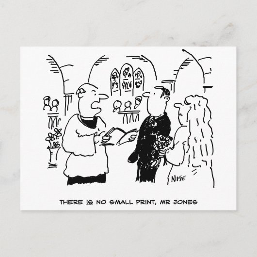 Huwelijk Kleine Lettertjes Grappig Briefkaart (Voorkant)